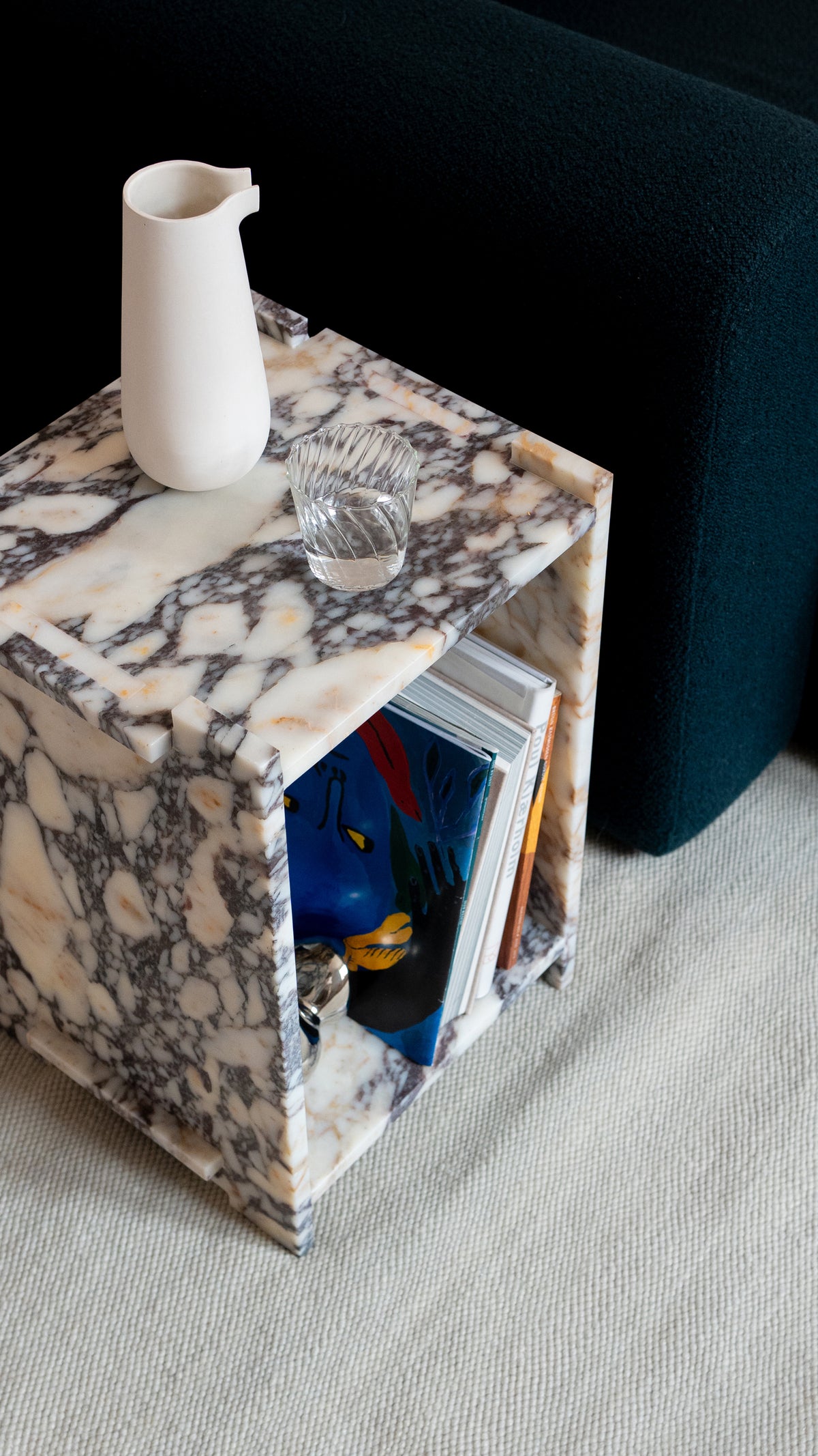 Assembly Side table, Viola Calacatta