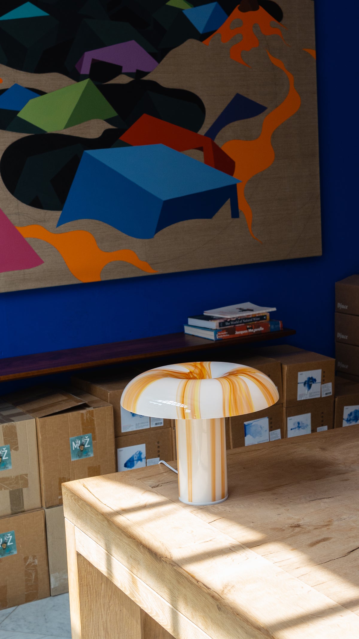 Glass Lamp - Amber Stripes