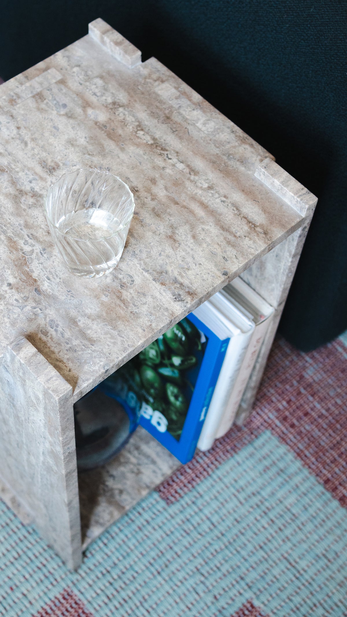 Assembly Side table, Grey Travertine
