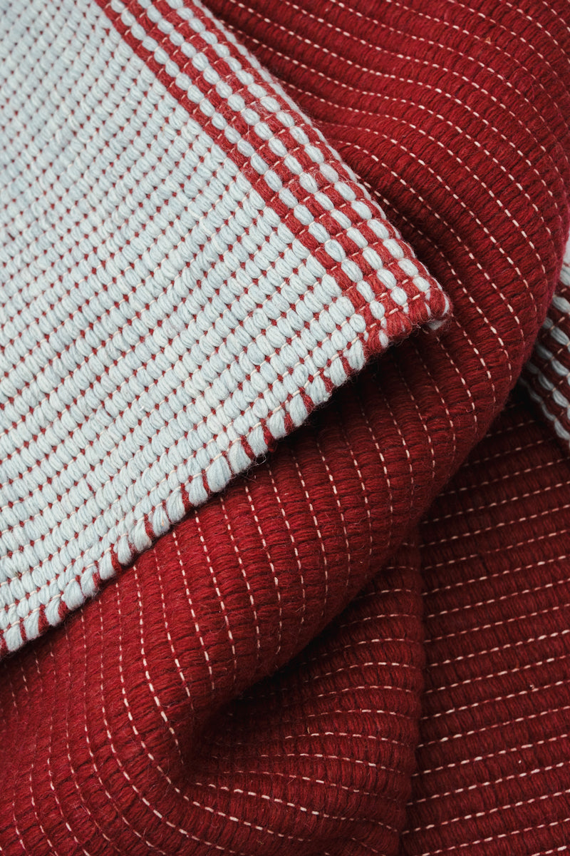 Wool Reversible Rug - Burgundy/Blue