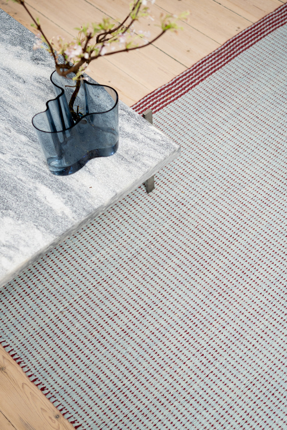 Wool Reversible Rug - Burgundy/Blue