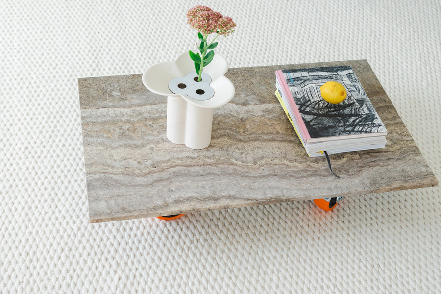 Assembly Coffee Table, Grey Travertine