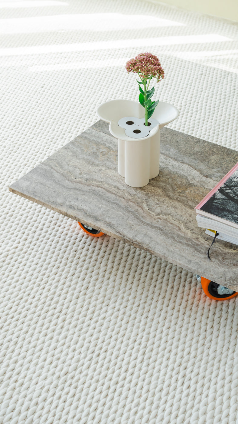 Assembly Coffee Table, Grey Travertine