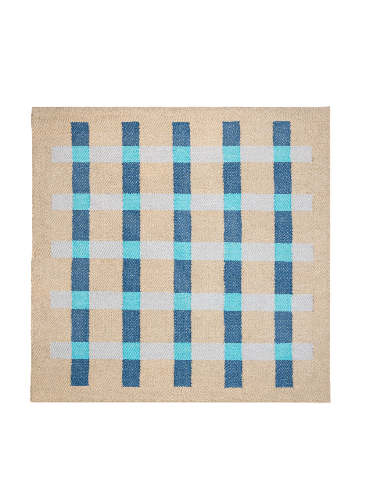 MATIAS MOELLENBACH Jute Rug cross stripes 200x300 Area Rug Blue Notes