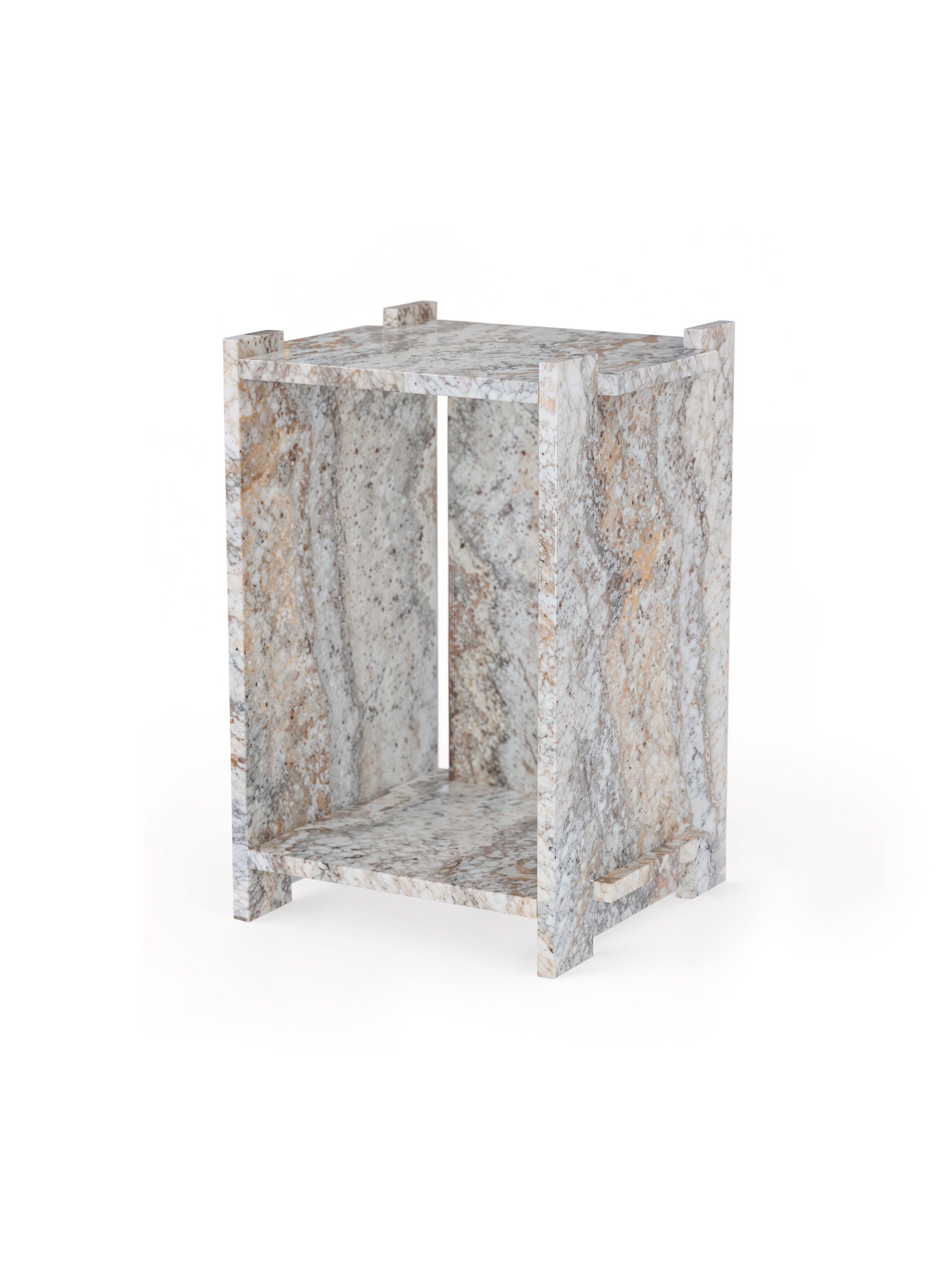 Assembly Side table, Grey Travertine