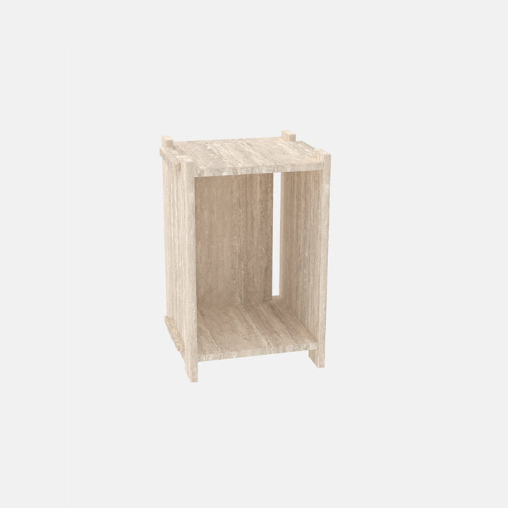 Assembly Side table, Travertine