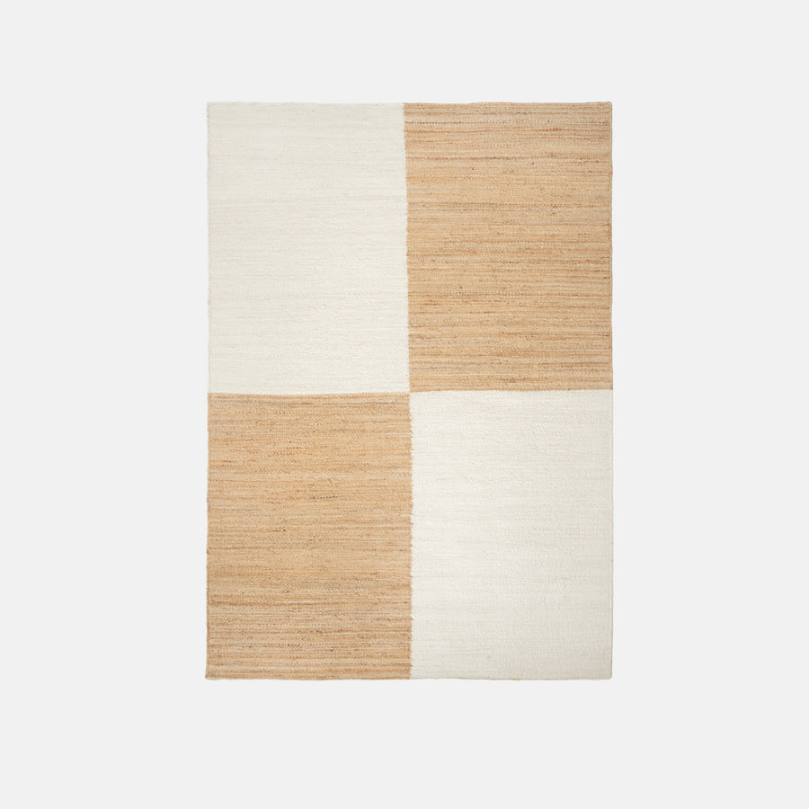 Jute Rug Big Checkered - White