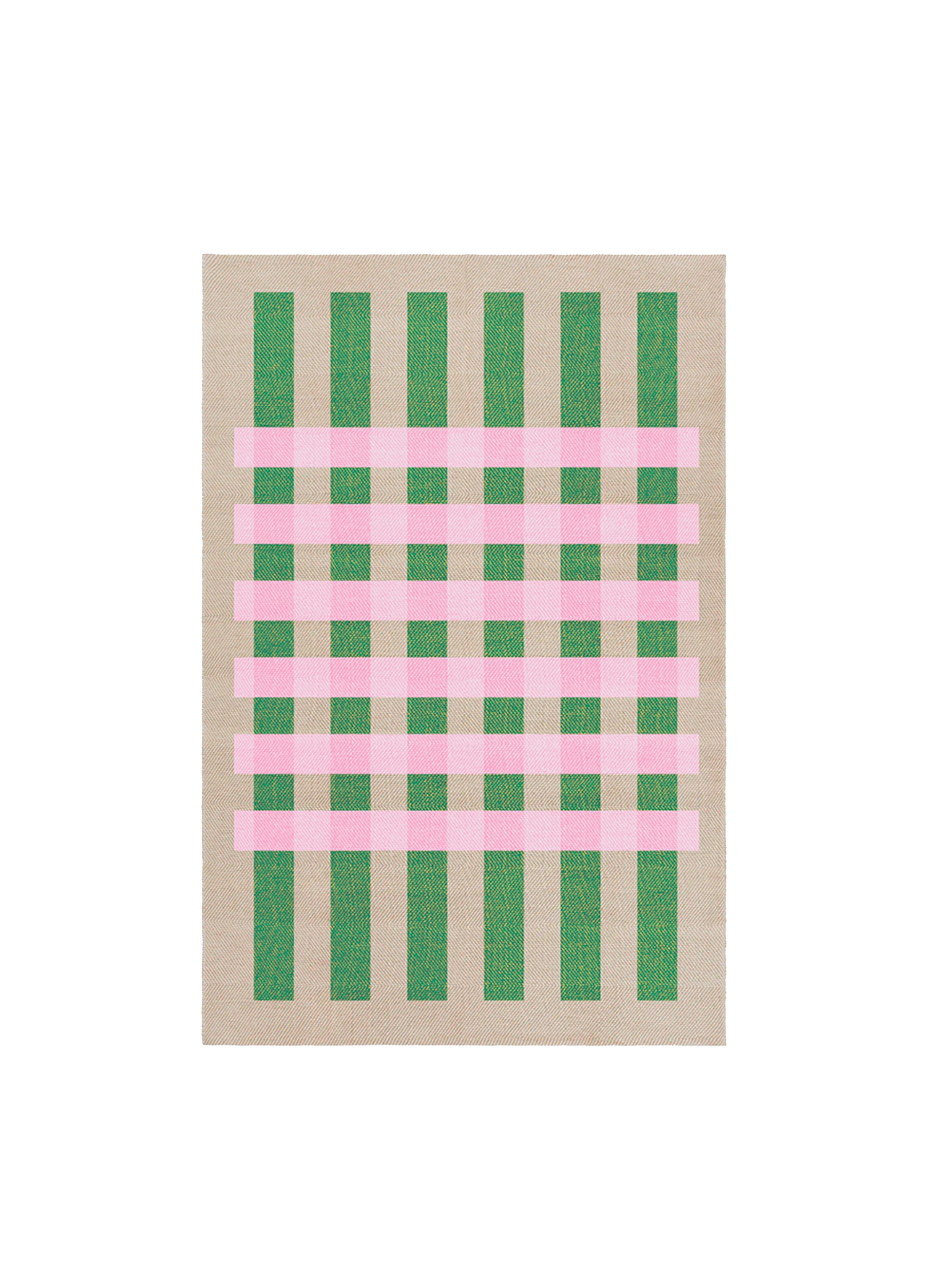 Jute Rug w. pink and green stripes