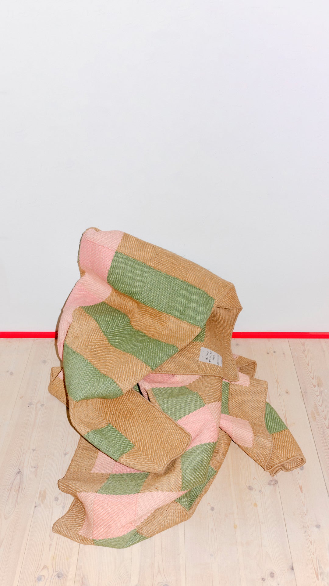 Jute Rug w. pink and green stripes