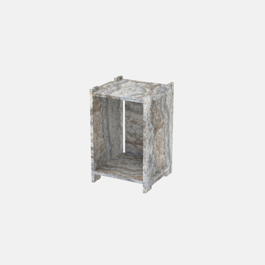 Assembly Side table, Grey Travertine