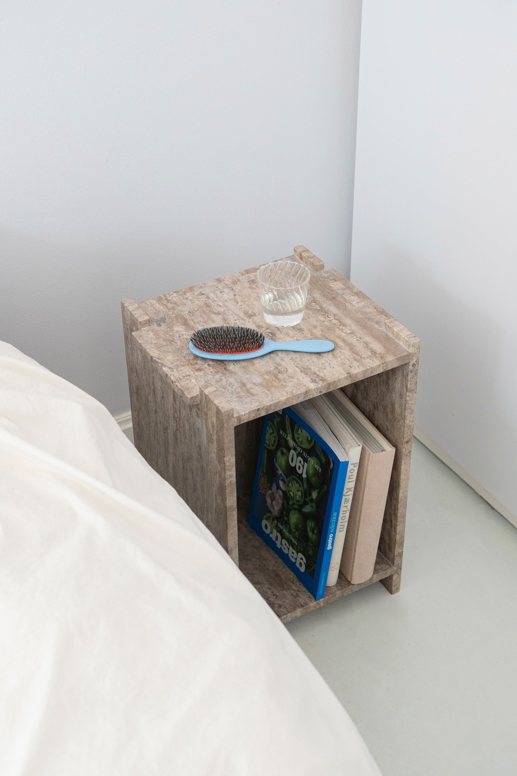 Assembly Side table, Grey Travertine