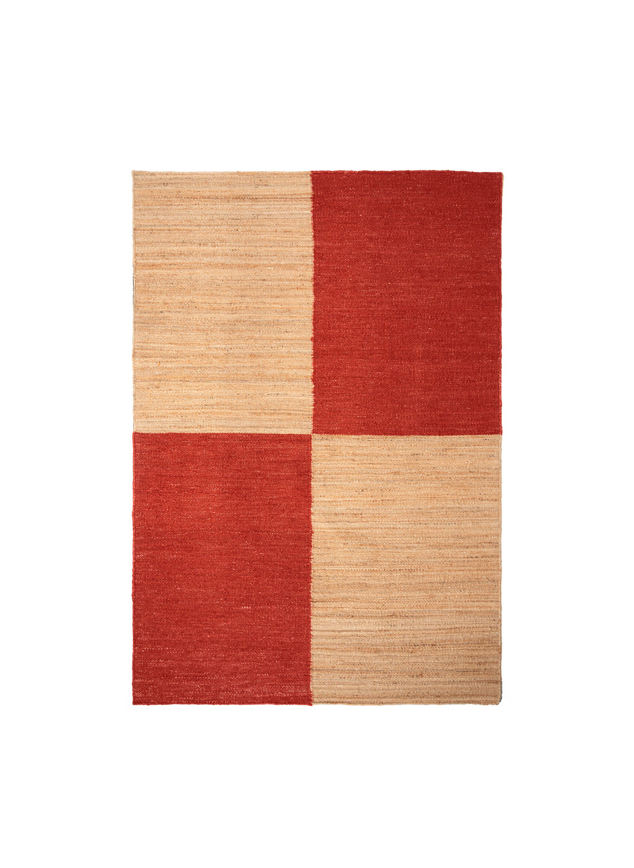 Jute Rug Big Checkered - Wine