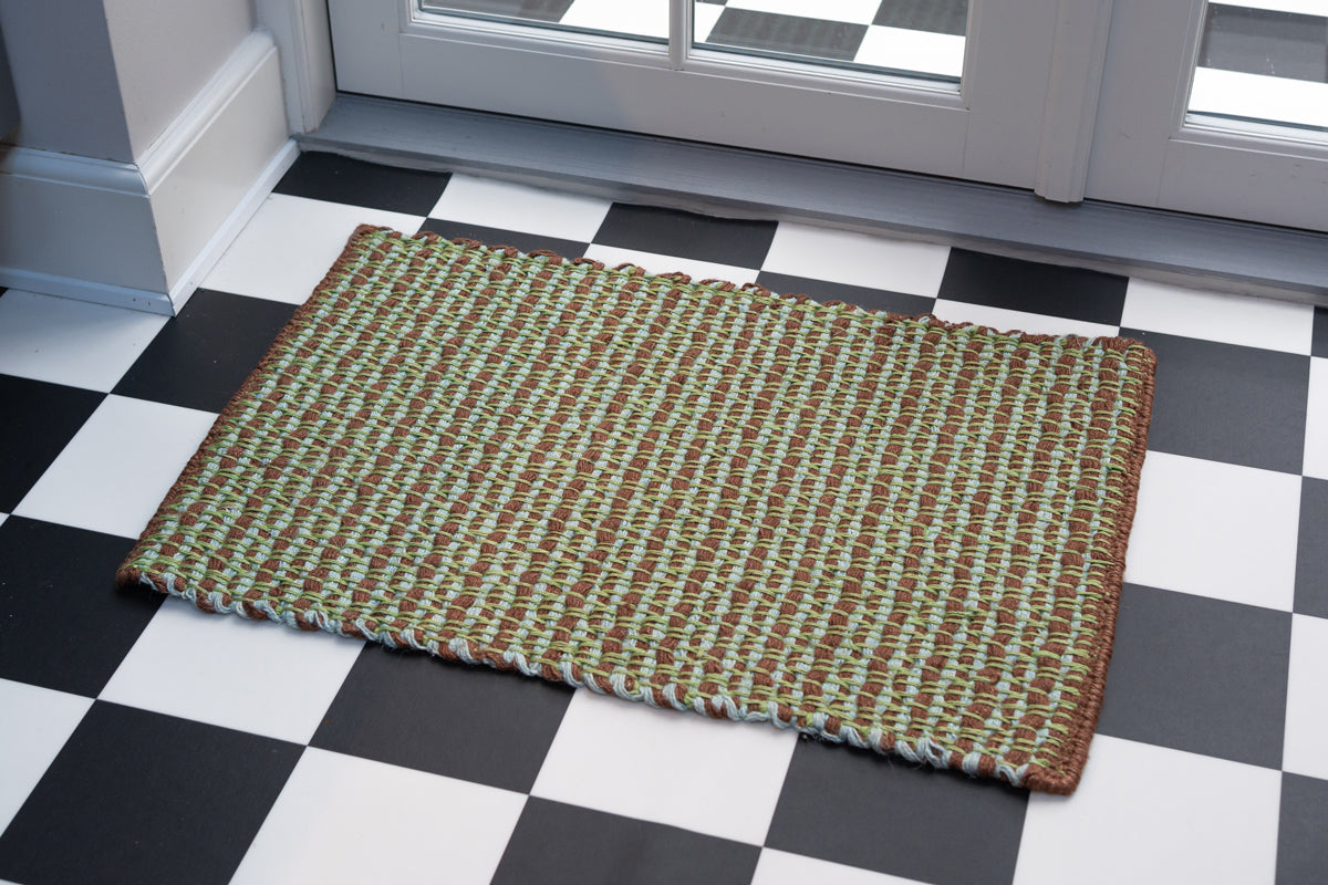 Striped Jute Doormat - Mint