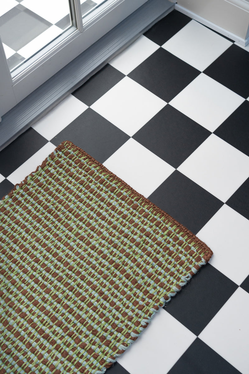Striped Jute Doormat - Mint