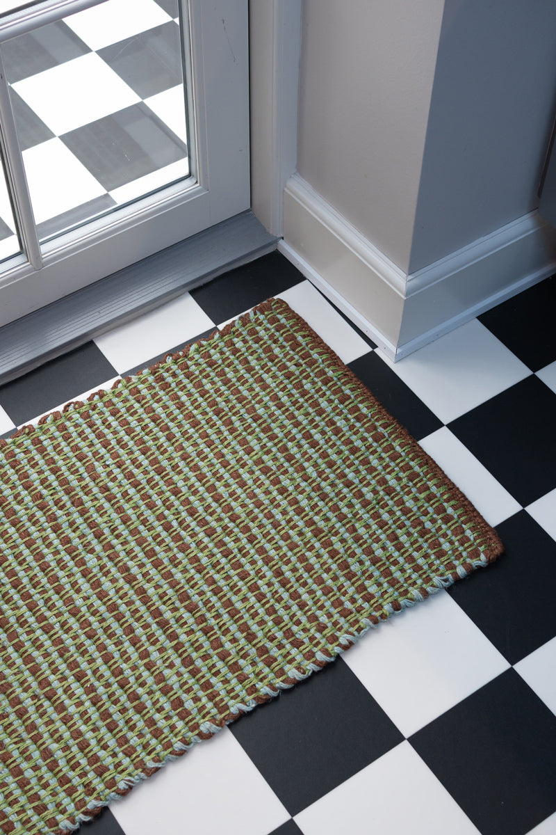 Striped Jute Doormat - Mint