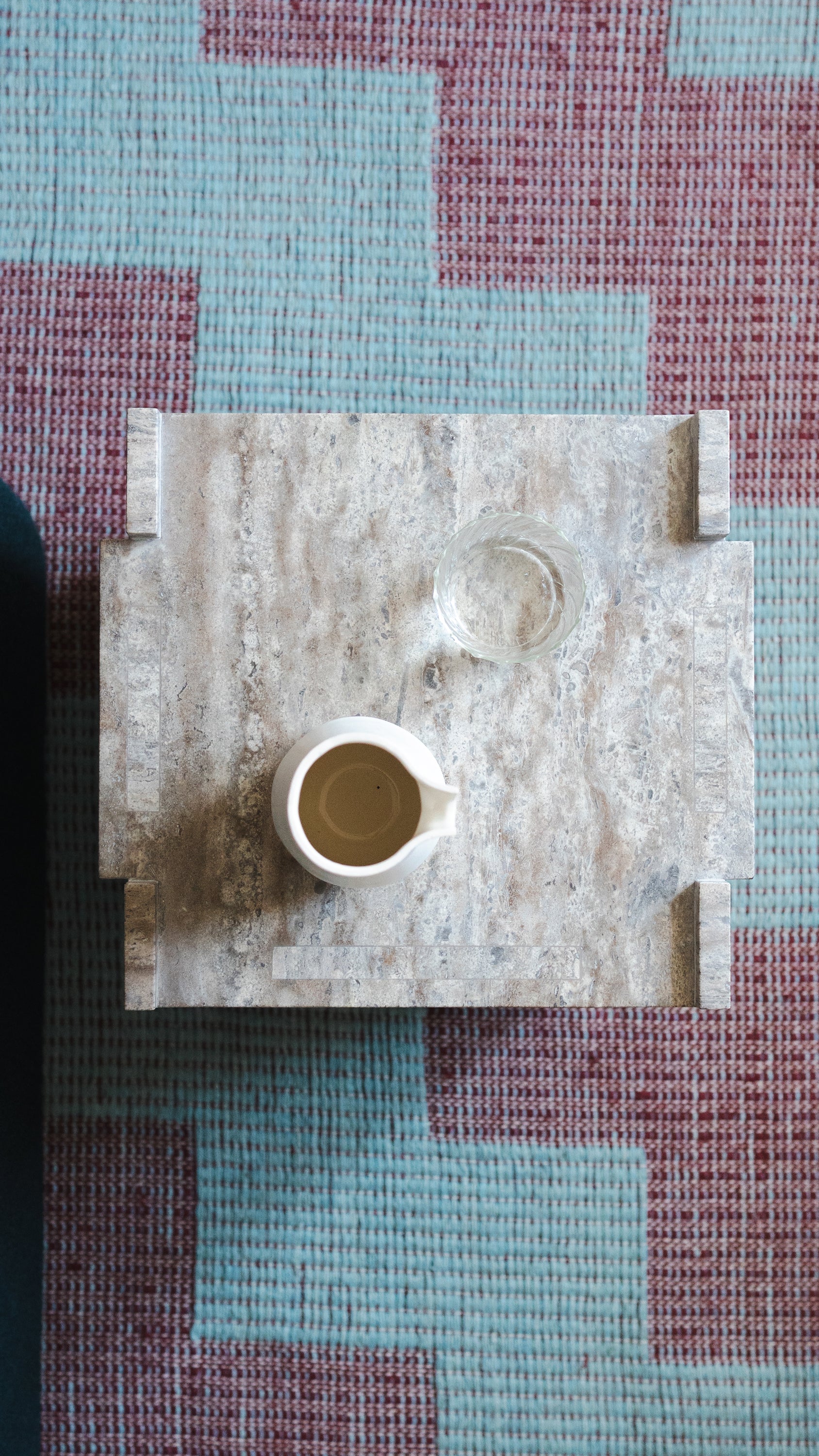 Assembly Side table, Grey Travertine