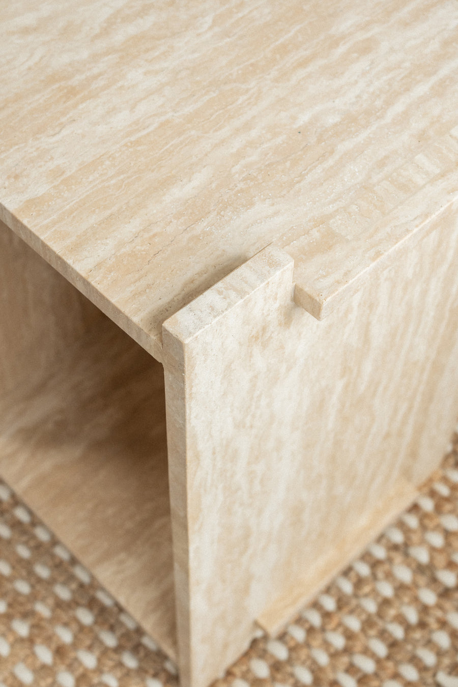 Assembly Side table, Travertine