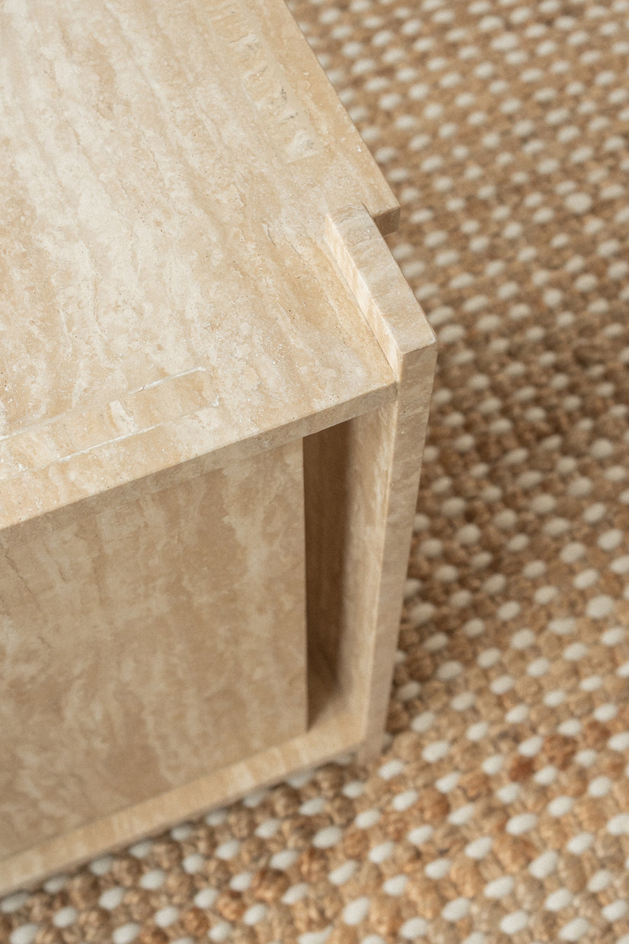 Assembly Side table, Travertine