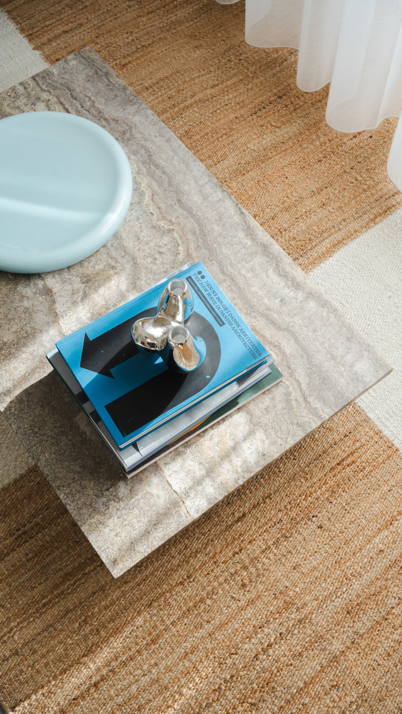 Assembly Coffee Table, Grey Travertine