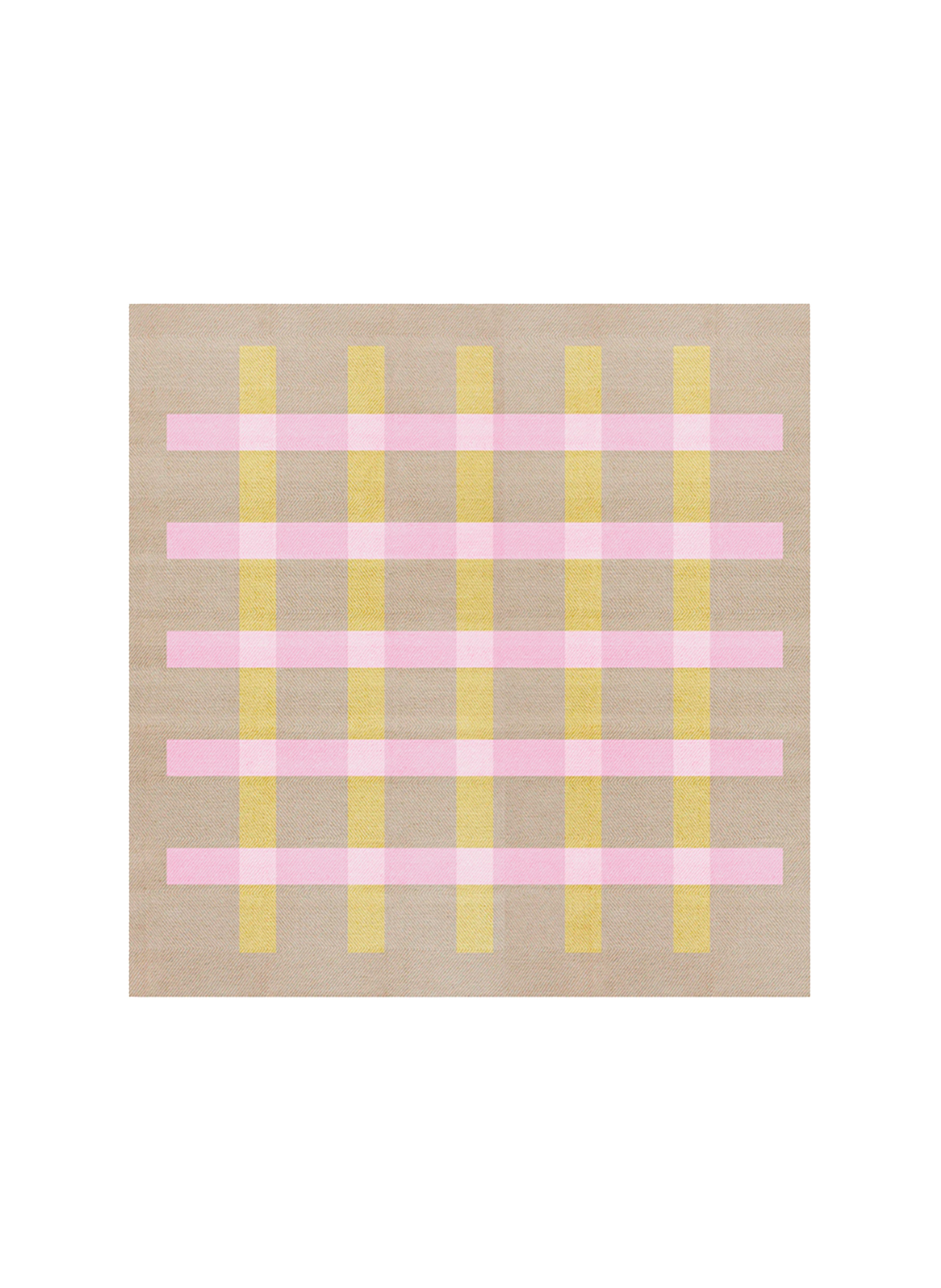 Jute Rug w. pink and yellow stripes