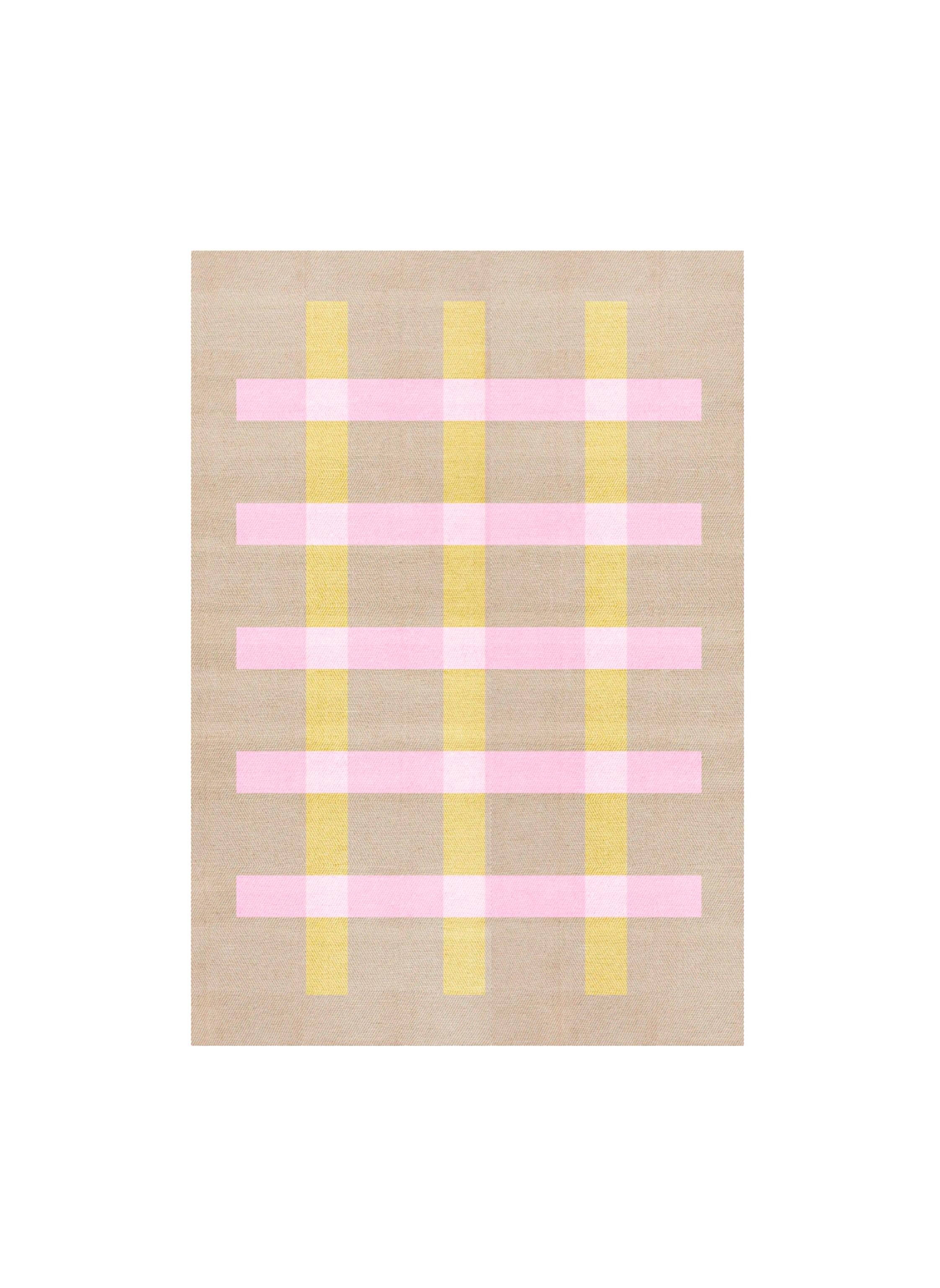Jute Rug w. pink and yellow stripes