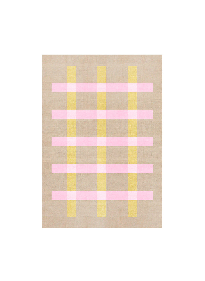 Jute Rug w. pink and yellow stripes