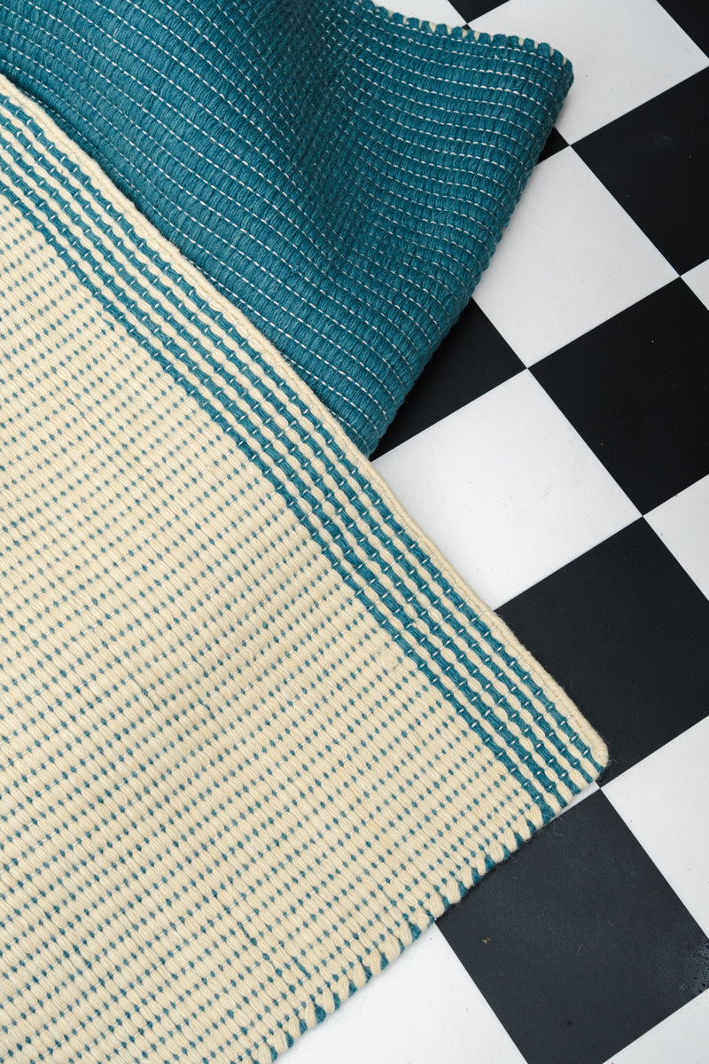 Wool Reversible Rug - Cyans