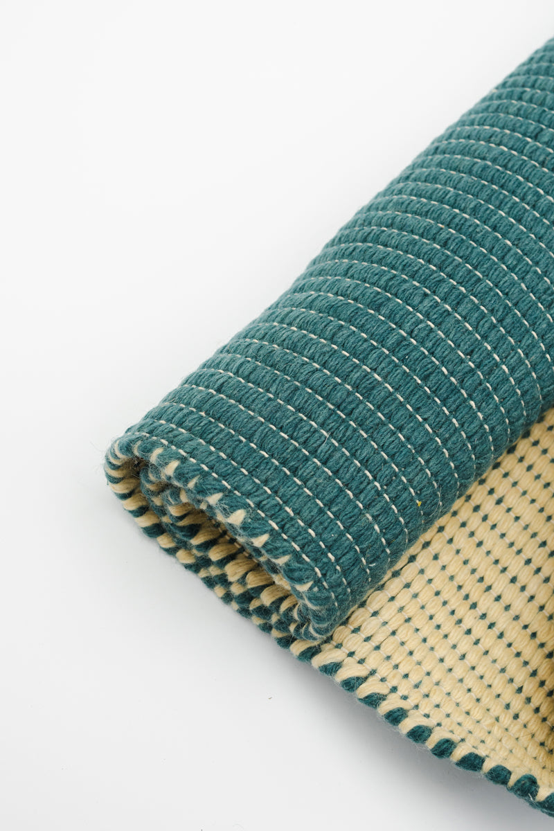 Wool Reversible Rug - Cyans