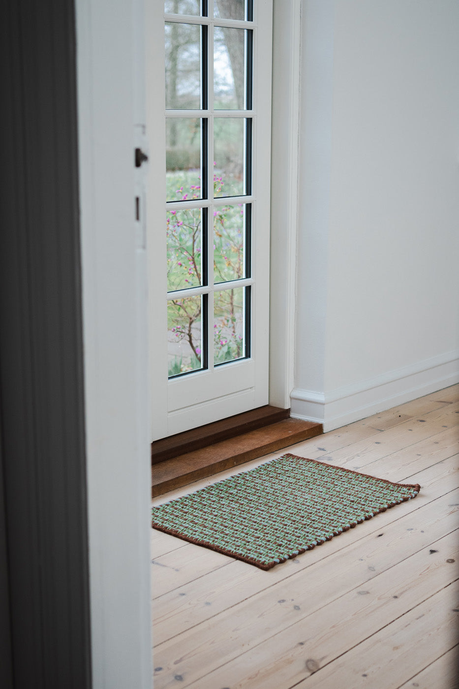 Striped Jute Doormat - Mint