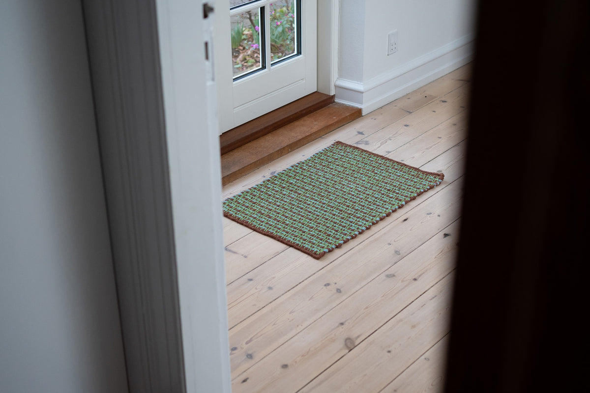 Striped Jute Doormat - Mint