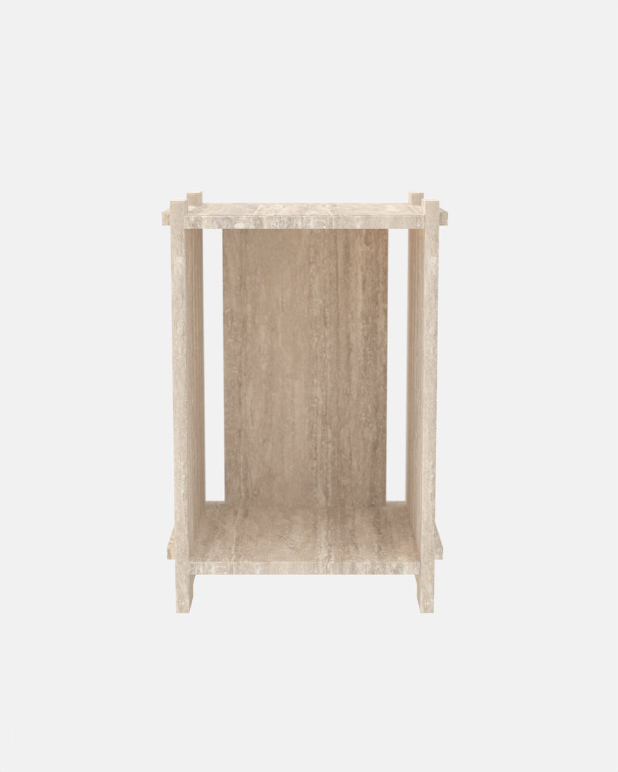 Assembly Side table, Travertine